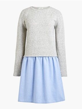 J. Crew Mixed-Media Grey Chambray Combo Dress Sz.S